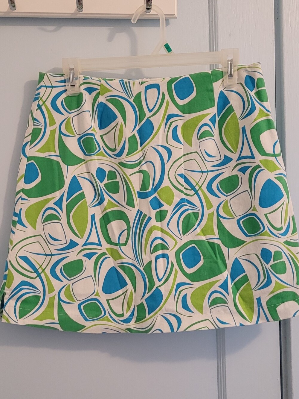 metrostyle Retro Abstract Mini Skirt in Green & Blue